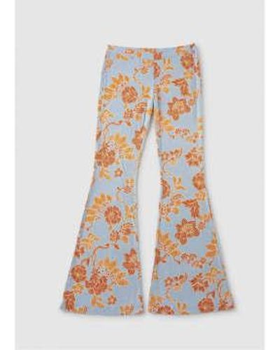 Free People Womens Make A Statement Flare Trousers In Cloud Combo 1 - Multicolore
