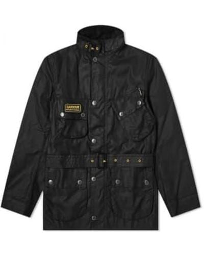 Barbour Slim International Wachsjacke Schwarz