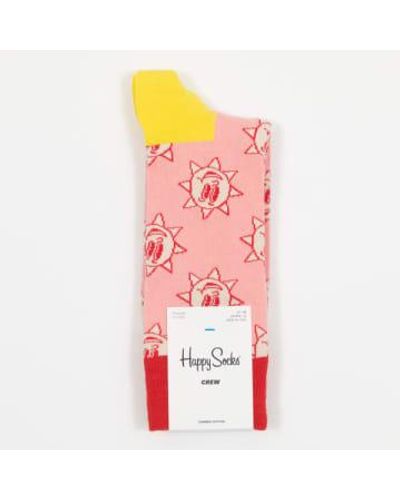 Happy Socks Chaussettes d'équipage jour ensoleillées en rose