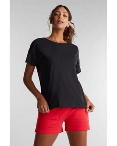 Esprit T Shirt With Organic Cotton And Mesh - Rosso