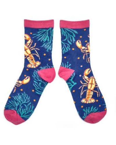 House of Disaster Coral Lobster Socks With Box Bamboo - Blue