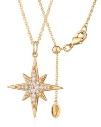 Scream Pretty Large Sparkling Starburst Necklace With Slider Clasp- Plated Onesize / - Metallic