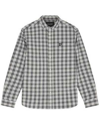 Lyle & Scott Check Poplin Shirt Mid Marl L - Grey