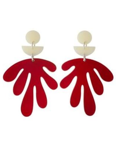 Orelia Earrings Flowers Méthacrylate - Red