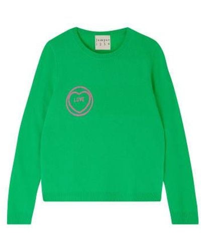Jumper 1234 Amor suéter equipo en ver cariño - Verde