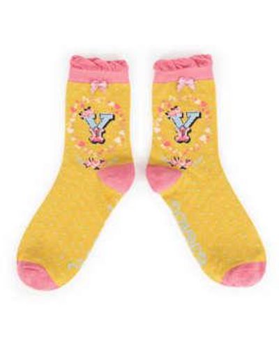 Powder A Z Ankle Alphabet Y Socks One Size / Coloured - Multicolor