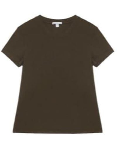 James Perse Cotton Shirt, Round Neck, Short Sleeves - Green