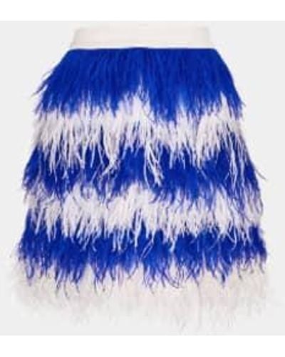 Essentiel Antwerp And White Feather Embellished Mini Skirt 38 - Blue