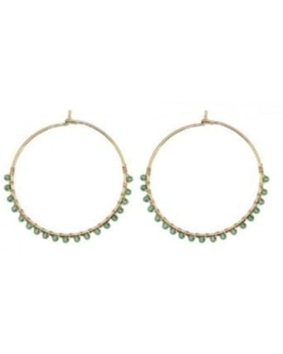 Mint Tea Boutique Isles And Stars And Silver Hoops With Green Orange Or Yellow Beads - Metallizzato