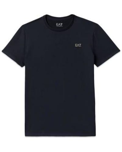 Emporio Armani Navy Ea 7 Neues Abzeichen T-Shirt Ss 20 - Blau
