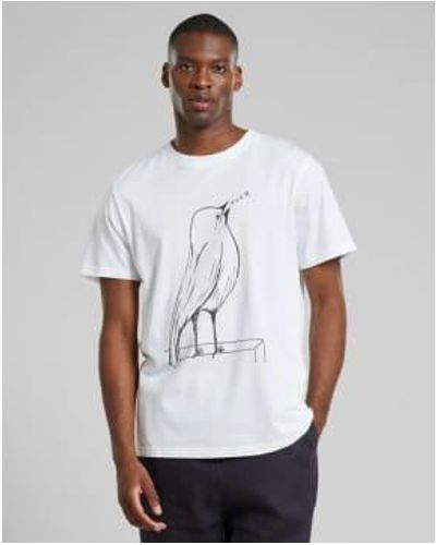 Dedicated Stockholm T-Shirt f Vogel - Weiß