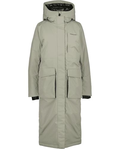 Didriksons Leya Parka Long In Wilted Green - Grey
