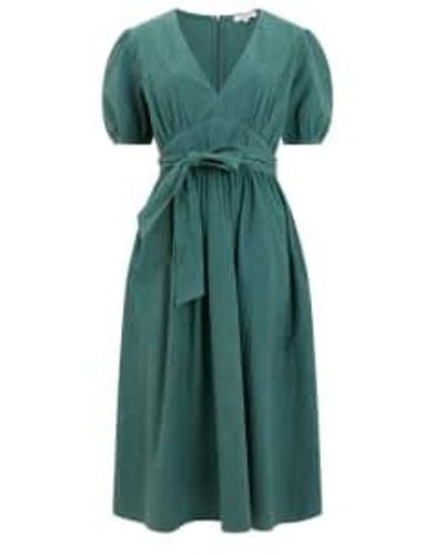 Great Plains Crinkle Cotton V Neck Dress-tropical -j1waa Uk 10 - Green