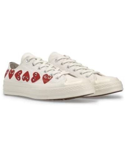 Comme des Garçons Play Converse Multi Heart Chuck Taylor All Star 70 Low White Shoes Uk 8.5 - Pink