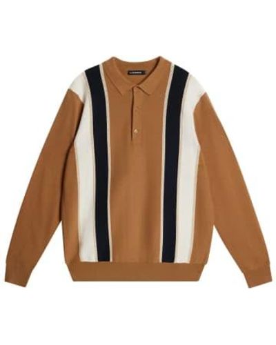 J.Lindeberg Heden Striped Knitted Polo 1 - Marrone