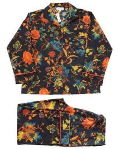 Powell Craft Burnt Exotic Flower Print Cotton Pajamas Cotton - Multicolor