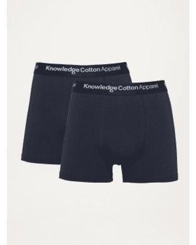 Knowledge Cotton 1110071 Anker 2 Pack Underwear Total Eclipse - Blu
