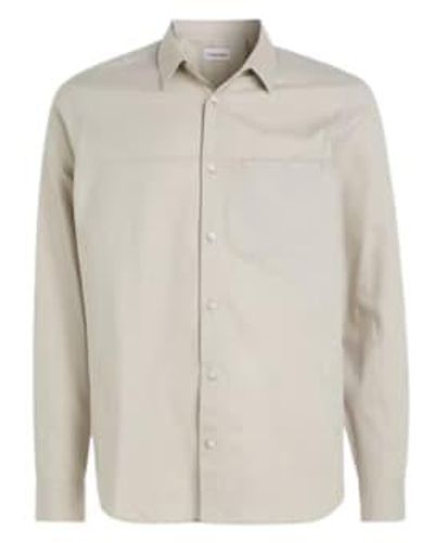 Calvin Klein Pb5 Flannel Solid Shirt M Fog - White