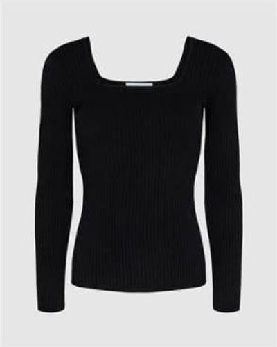 Minimum Lones Knitted Ribbed Top Jumper - Nero