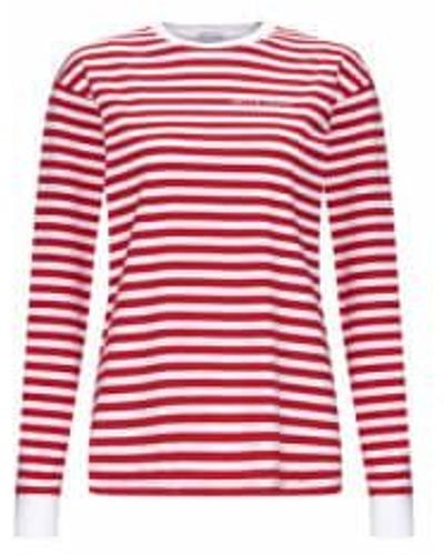 Bella Freud Ls Striped T Shirt /white / L - Red