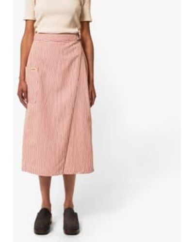 Nudie Jeans Irma Striped Skirt Redwhite - Rosa