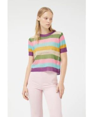 Compañía Fantástica Stripe Openwork Knit S - Multicolor