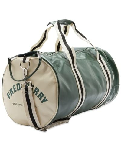 Fred Perry Classic Barrel Bag Tartan Green Ecru - Verde