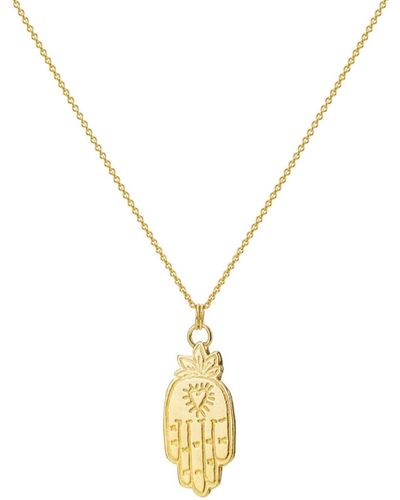 Posh Totty Designs Gold Plated Large Hamsa Hand Necklace - Metallizzato