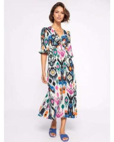 Vilagallo Carolina Dress Ikat Knit Print - Blu