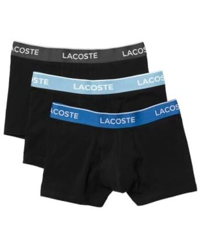 Lacoste 3 Pack Cotton Stretch Trunks 5h3401 With Blue/sky Blue/grey X-large - Black