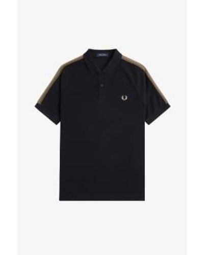 Fred Perry M7728 Crochet Taped Polo Shirt - Black