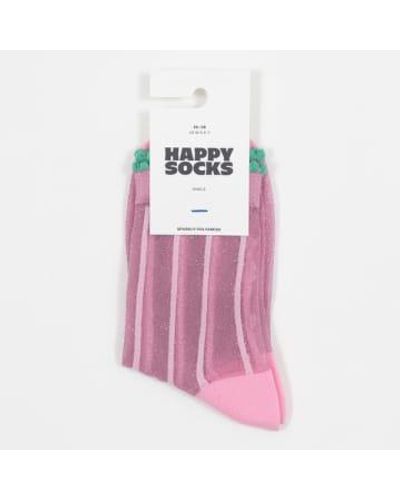 Happy Socks Lily Glittery Ankle Socks In - Rosa