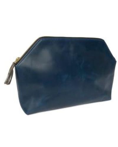 VIDA VIDA Leather Solar Clutch Bag - Blu