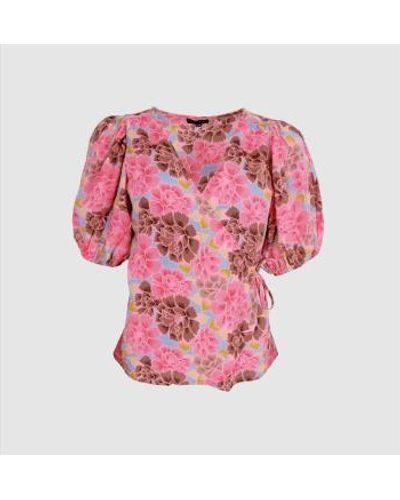 Black Colour Bc luna puff sleeve wrap blouse - Rose