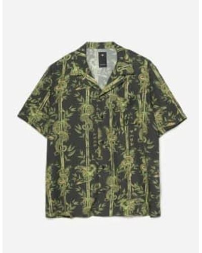 Maharishi Dragon Bamboo Camp Collar Shirt M - Green
