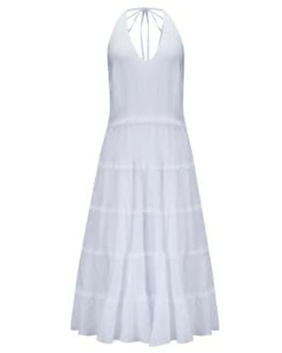 120% Lino 120 Halter Neck Dress In White - Bianco