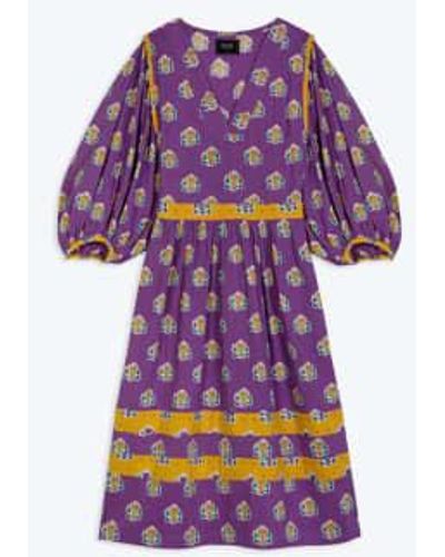 Lowie Les Indiennes Balloon Sleeve Dress S - Purple