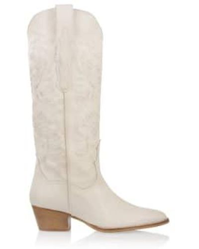 Dwrs Label Tulsa Leather Western Boots Off - White