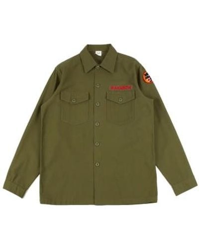 Maharishi Panther Embroidered Shirt Cotton Sateen Twill 1 - Verde