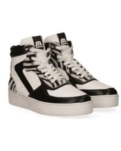 Maruti And White Mona Leather Zebra Hi Top Sneakers 36 - Black