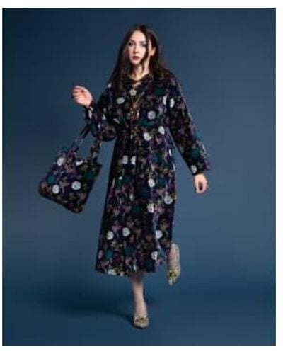 Les Touristes Luxury Velvet Dressing Gown Sintra - Blu
