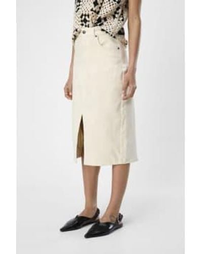 Object Ellen Sandshell Twill Midi Skirt - Natural