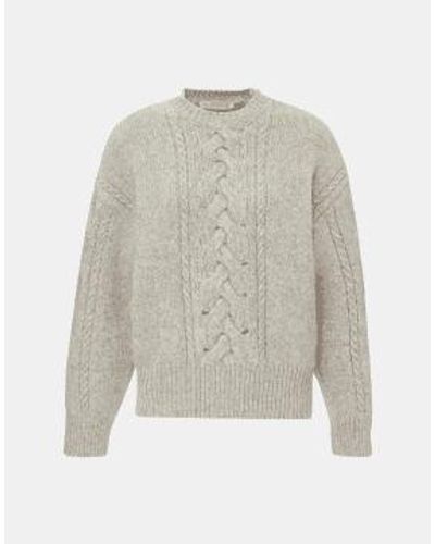 Vanessa Bruno Pearl Benicio Chunky Cable Strip Sweater L - Gray