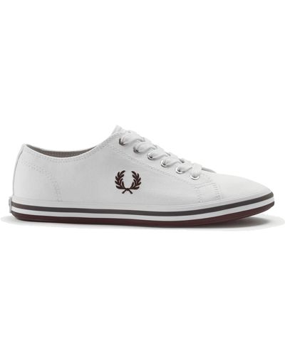 Fred Perry Kingston Twill White Dark Red Sneakers - Weiß