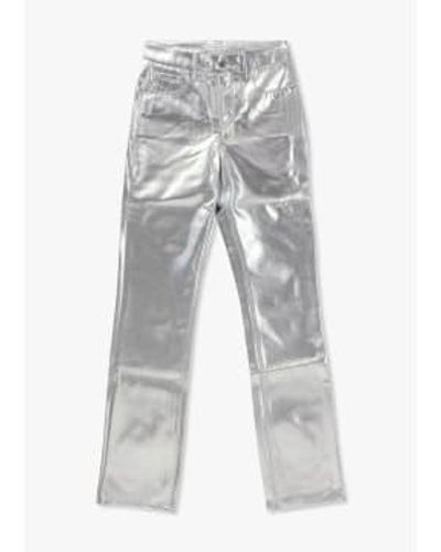 GOOD AMERICAN Pantalones metálicos buen icono es en plata metálica - Gris