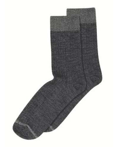mpDenmark Erina Rib Socks Dark Grey Melange - Grigio