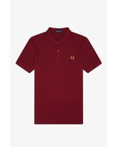 Fred Perry Slim Fit Plain Polo Tawny Port Xl - Red