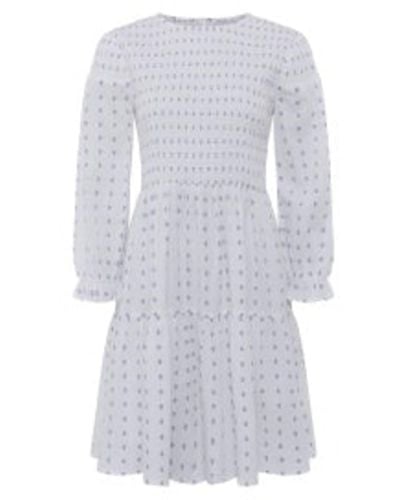 Great Plains Ella Embroidered Round Neck Long Sleeved Dress - Blu