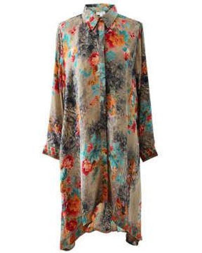 Powell Craft 'luna' Buttoned Colourful Floral Shirt Dress - Multicolour