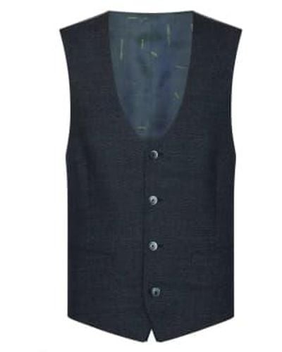 Remus Uomo Mario Textured Suit Waistcoat Navy 40 - Blue